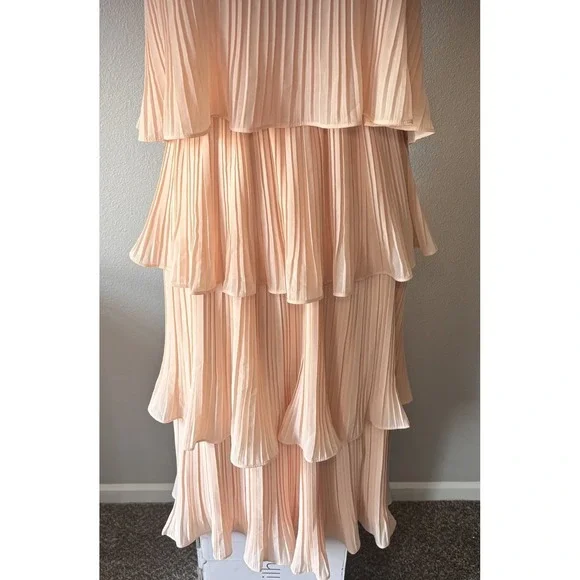 Lulus Blush Pink One Shoulder Midi Tiered Dress Summer Wedding Vacation Medium - Picture 3 of 11
